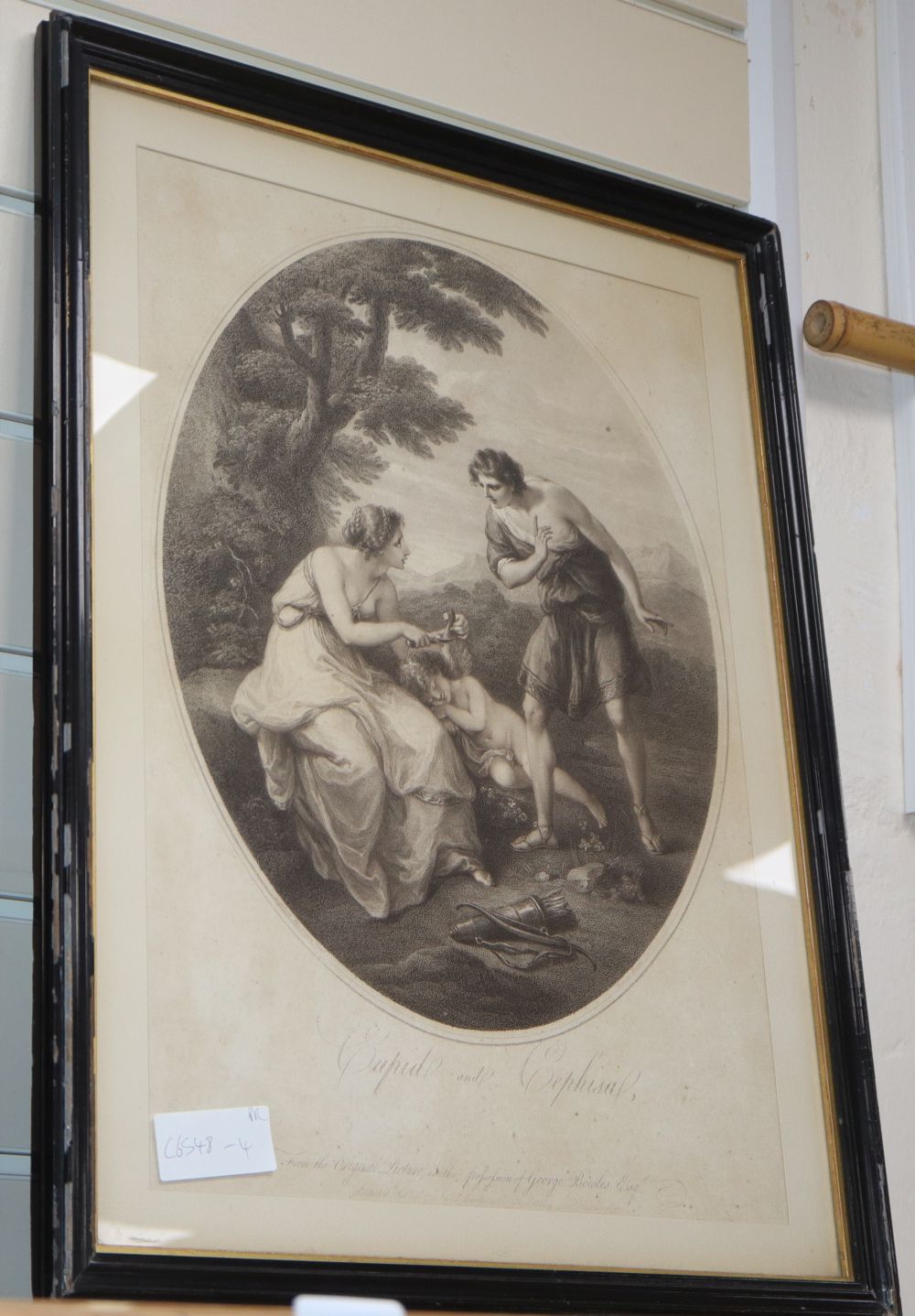 After Angelica Kauffman, pair of engravings, Cupid and Cephisa, 1789, 44 x 31cm